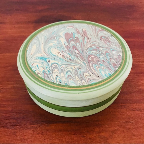 Vintage marbled ceramic keepsake jewelry box